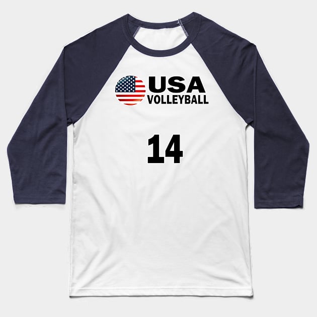 USA Volleyball #14 T-shirt Design Baseball T-Shirt by werdanepo